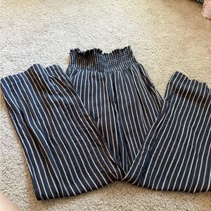 Billabong Navy and White Striped Wide Leg Pants